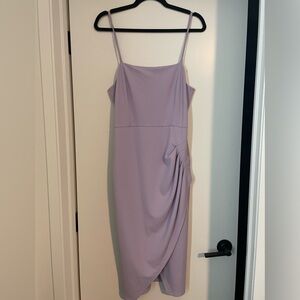 Laundry By Shelli Segal Purple Ruched Spaghetti Strap Midi Dress
